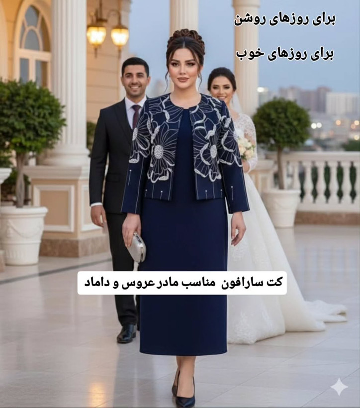 کت و سارافون کارشده زنانه – سایز ۳۸ تا ۶۰ | لباس مجلسی شیک و لوکس