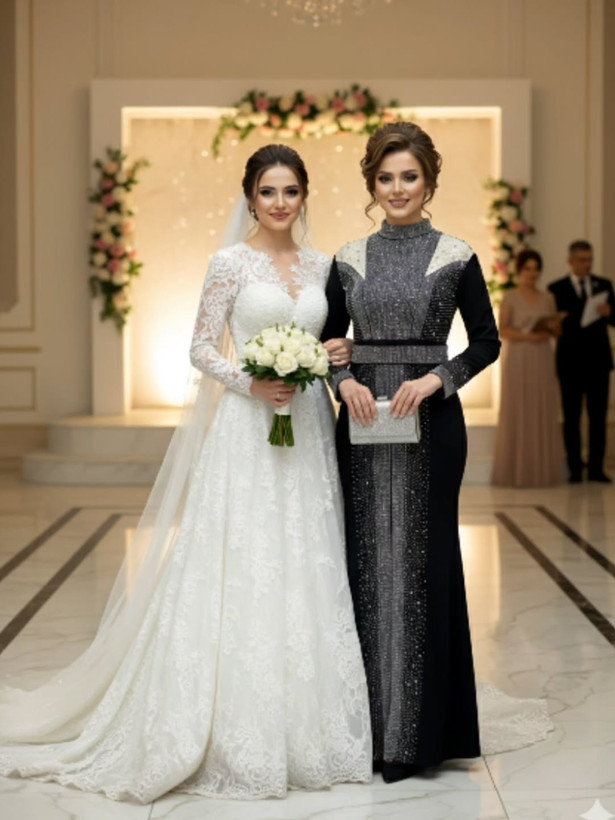 ماکسی مروارید و سنگدوزی شده مناسب مادر عروس و داماد